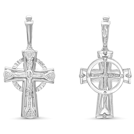 Крест, золото, бриллиант, белый, 11-0283